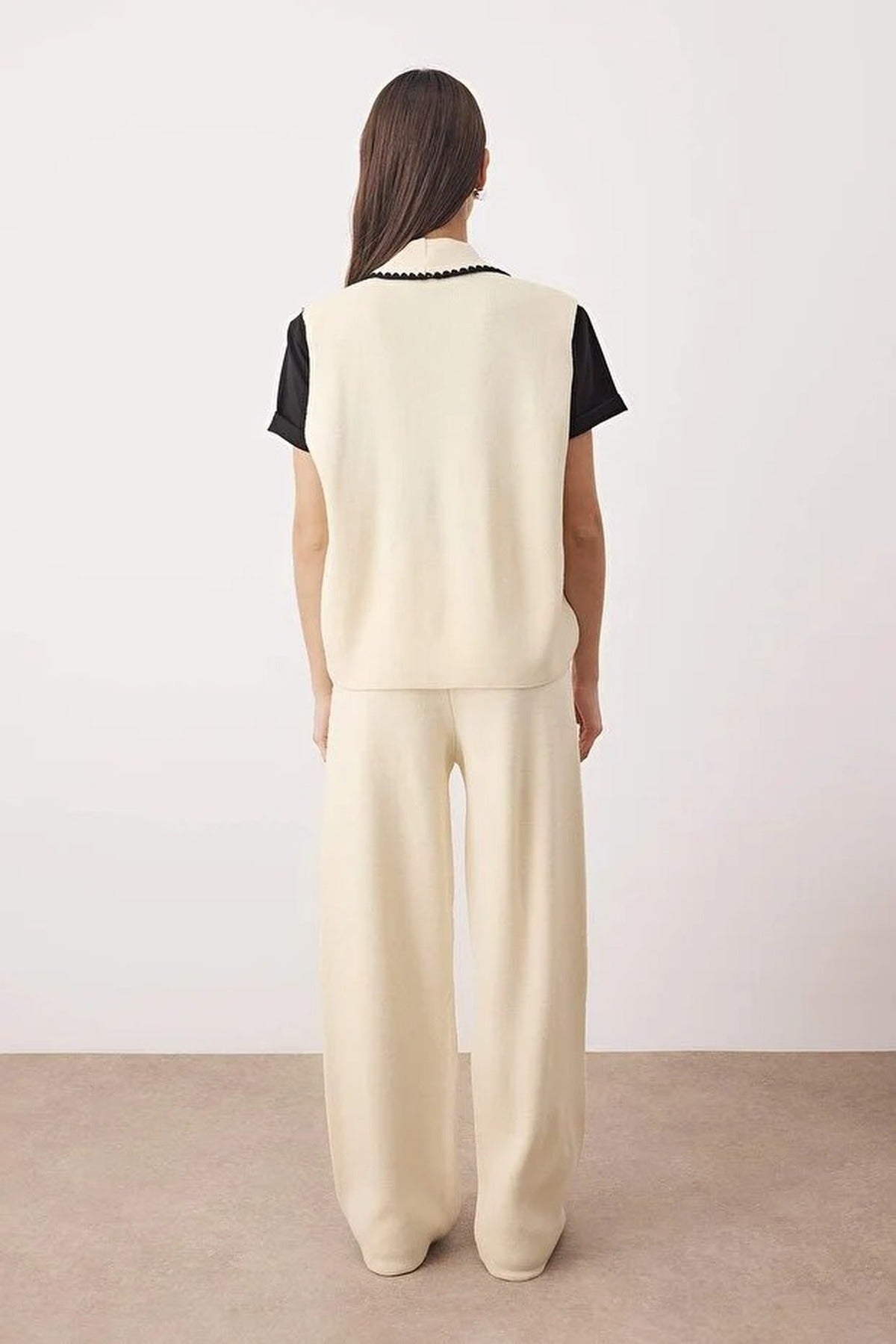 2-Piece Vest-Pants Knitwear Bottom-Top Set