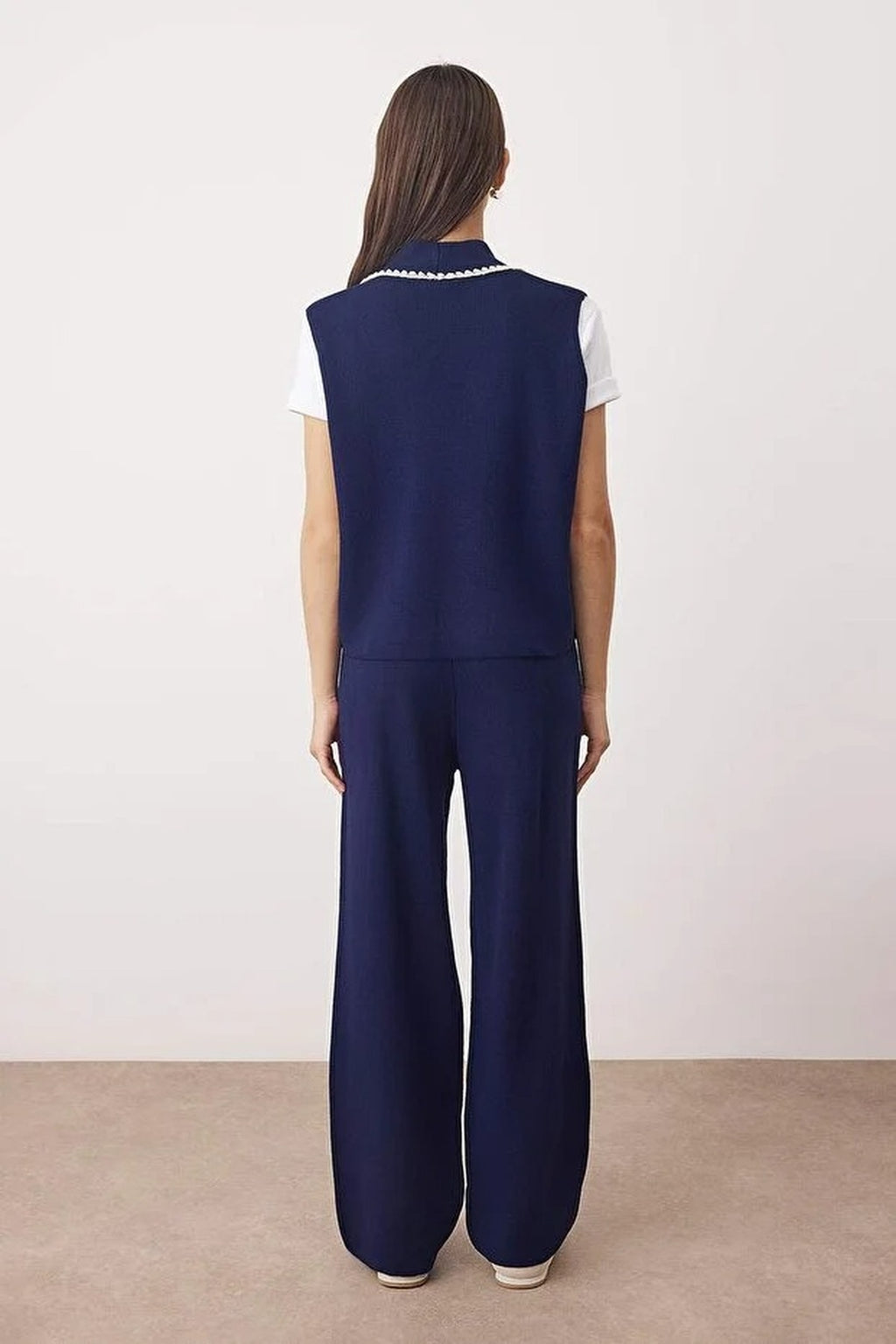 2-Piece Vest-Pants Knitwear Bottom-Top Set