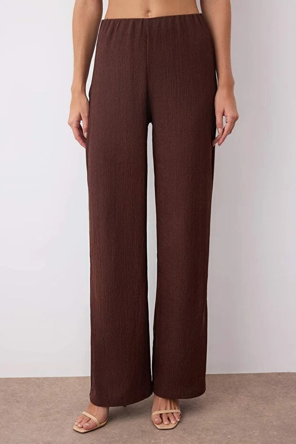 2-Piece Asymmetrical Collar Top & Palazzo Bottom Knit Set