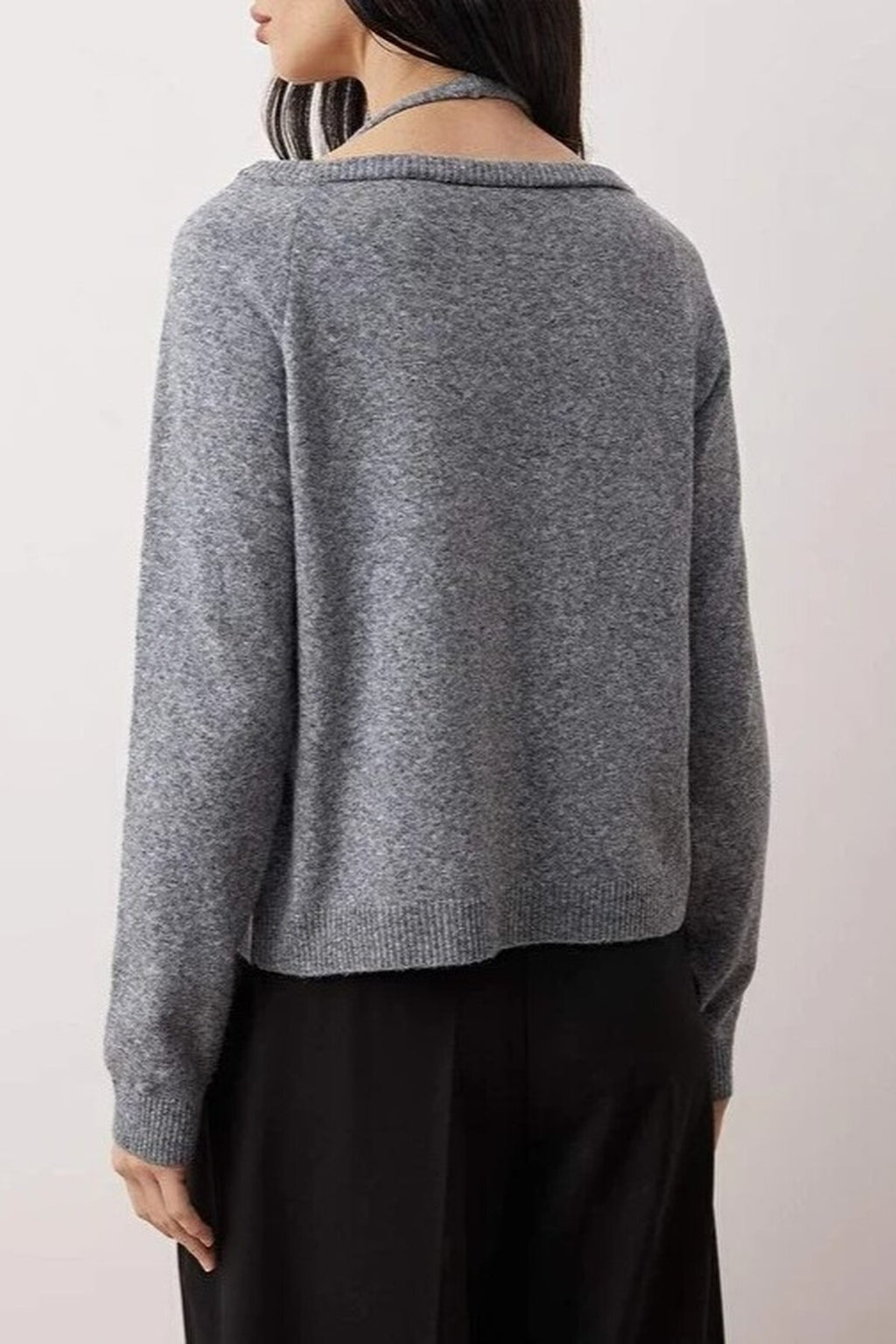 2-Piece Boat Neck Soft Texture Blouse-Cardigan Knitwear Set