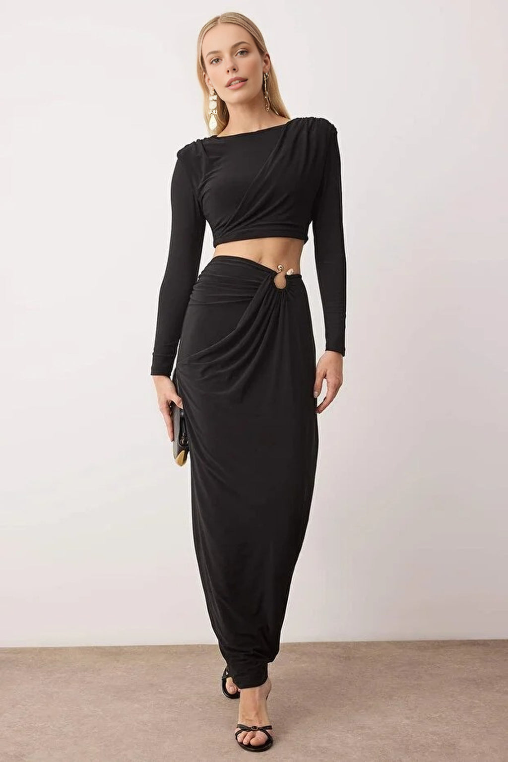 2-Piece Accessory Detailed Party Top and Bottom Set