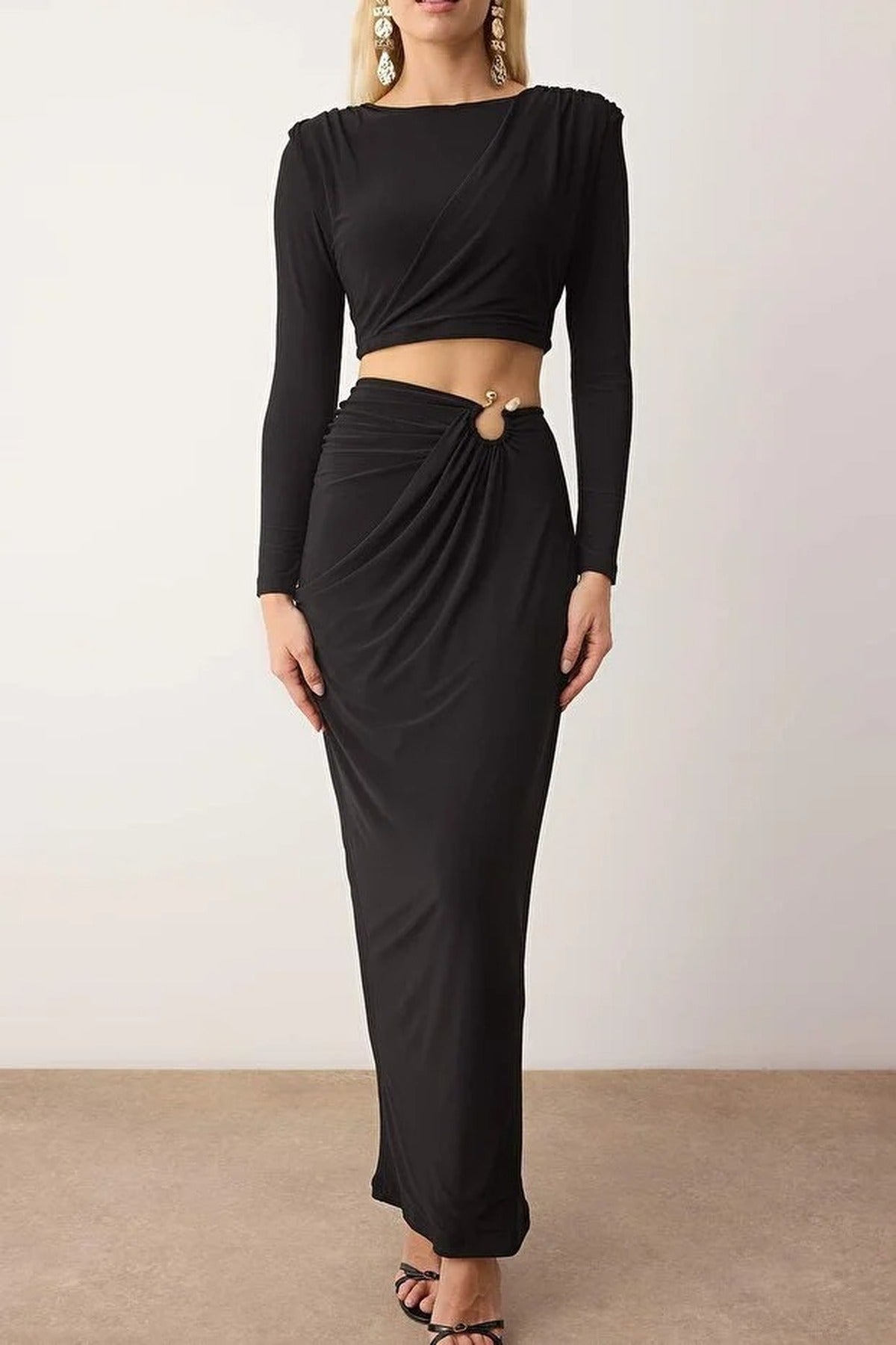 2-Piece Accessory Detailed Party Top and Bottom Set