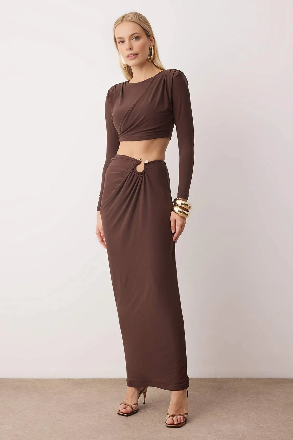 2-Piece Accessory Detailed Party Top and Bottom Set