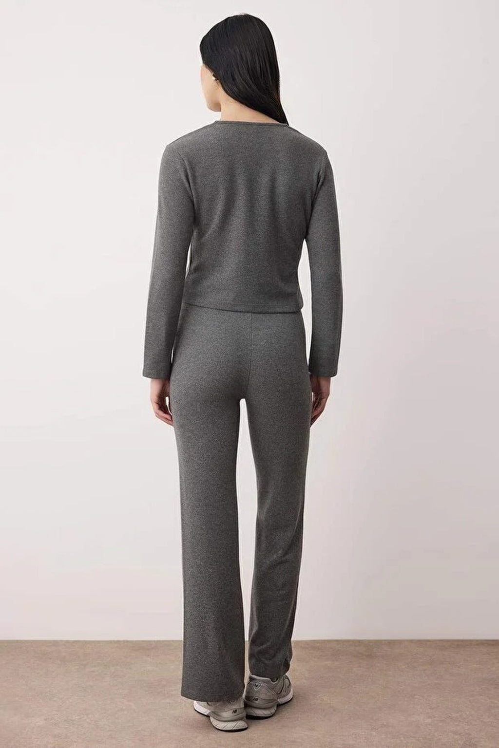 2-Piece Fitted Flexible Knit Top and Bottom Set