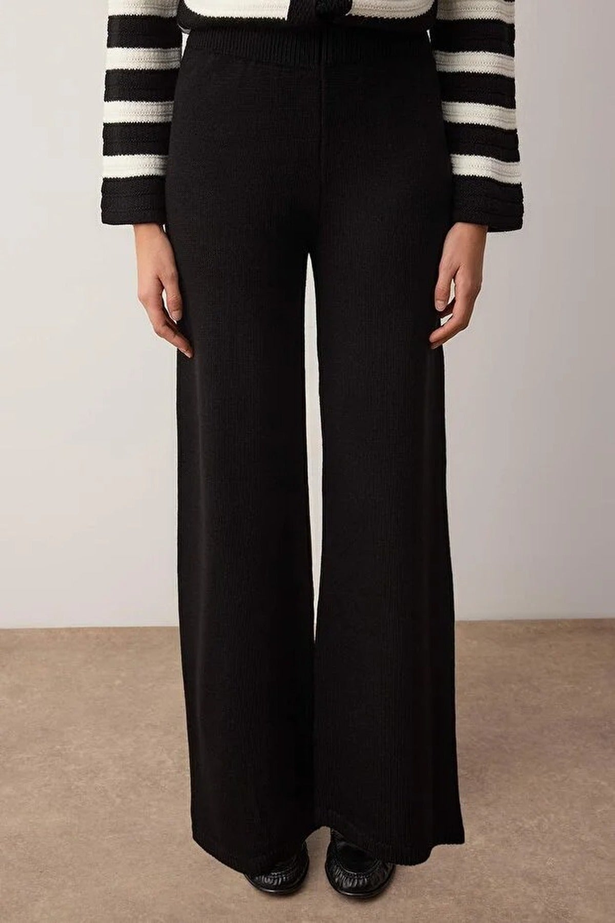 2-Piece Openwork Striped Knit Top and Bottom Set