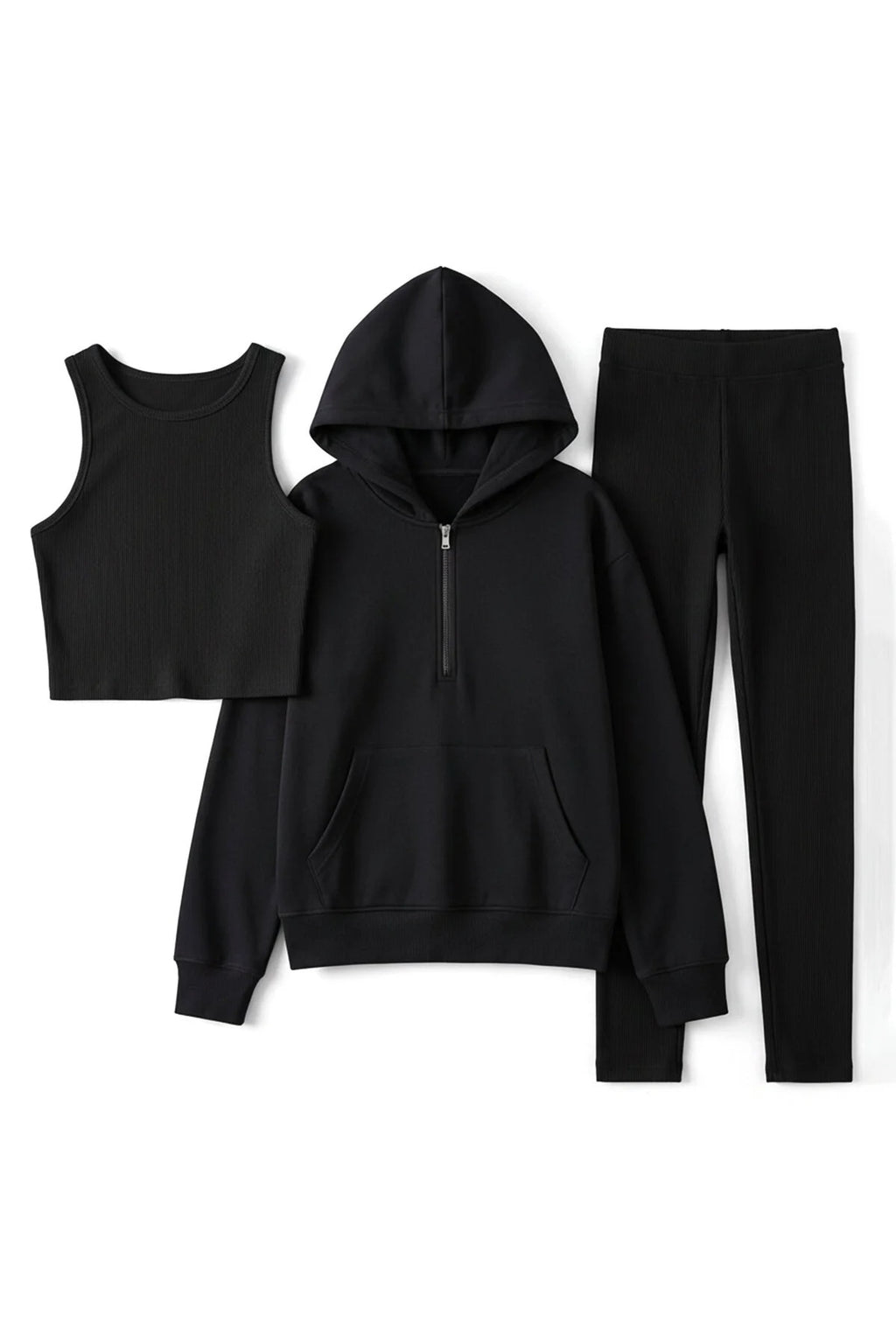 3-Piece Hooded Knitted Leggings Top and Bottom Set