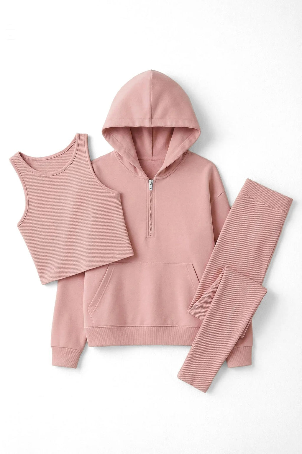 3-Piece Hooded Knitted Leggings Top and Bottom Set