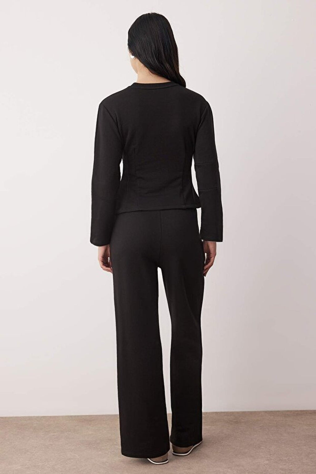 2-Piece Peplum Top & Straight Cut Bottom Knitted Set
