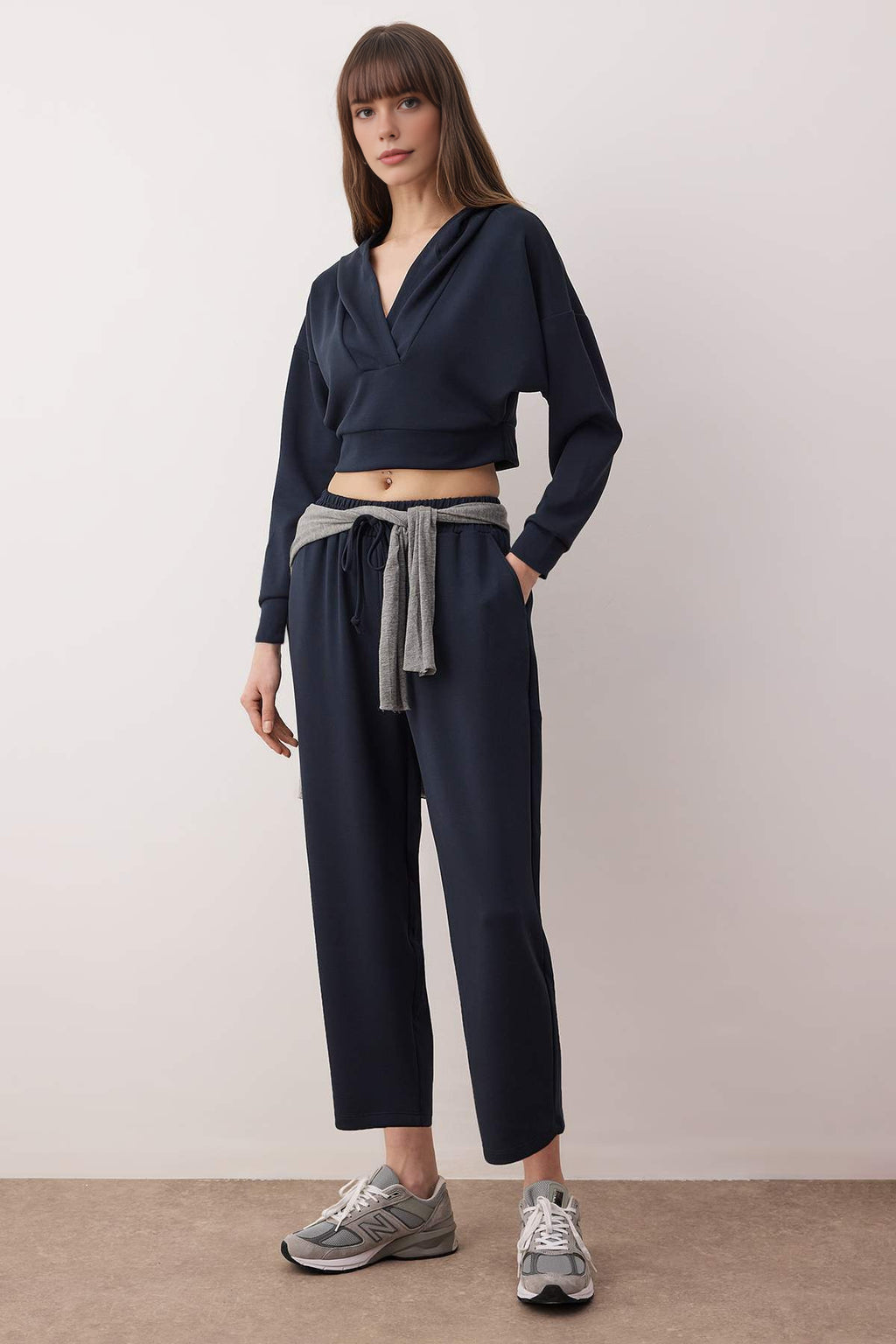 2-Piece Hooded Soft Fabric Knitted Top and Bottom Set