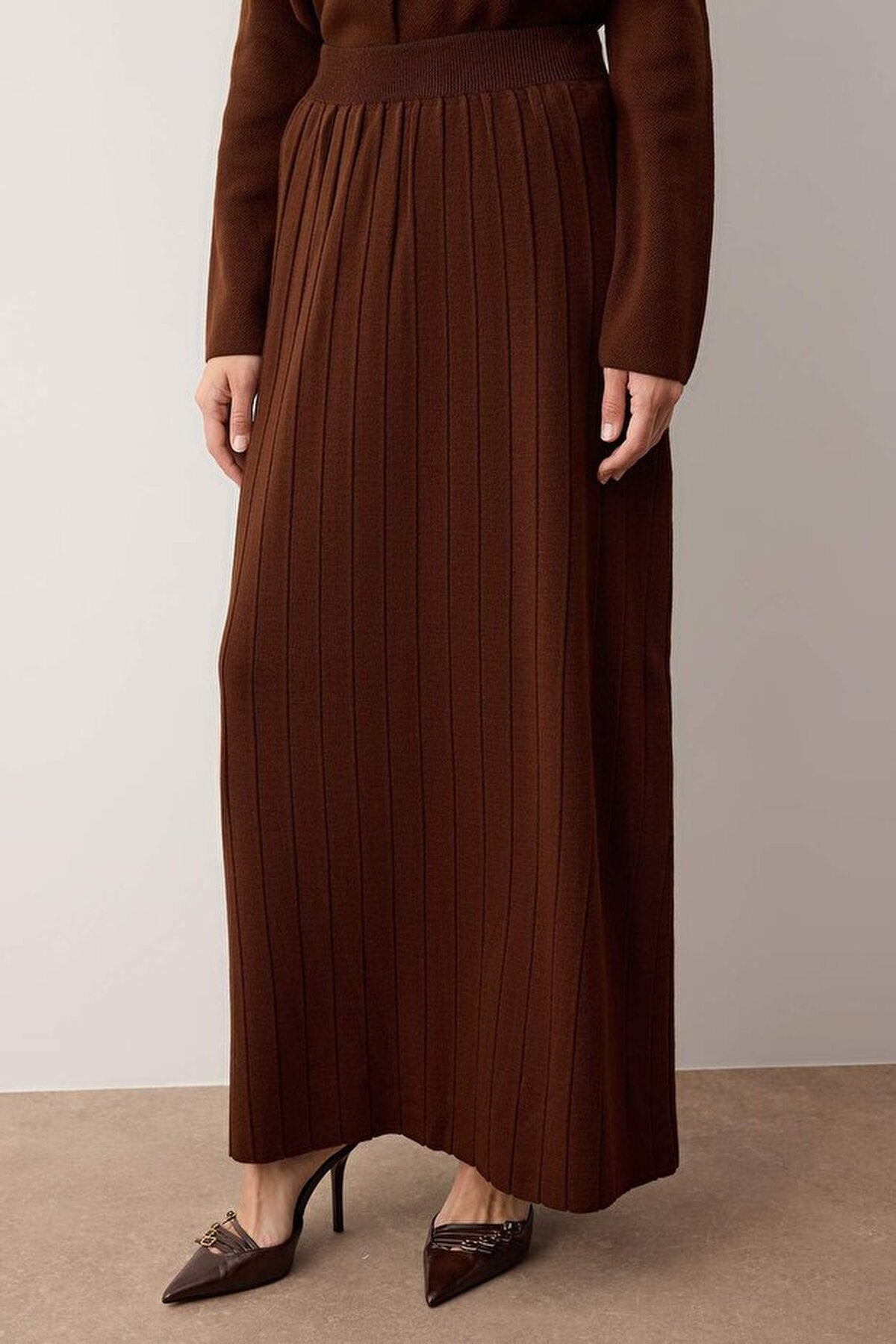 2-Piece Buttoned Skirt and Knit Top and Bottom Set
