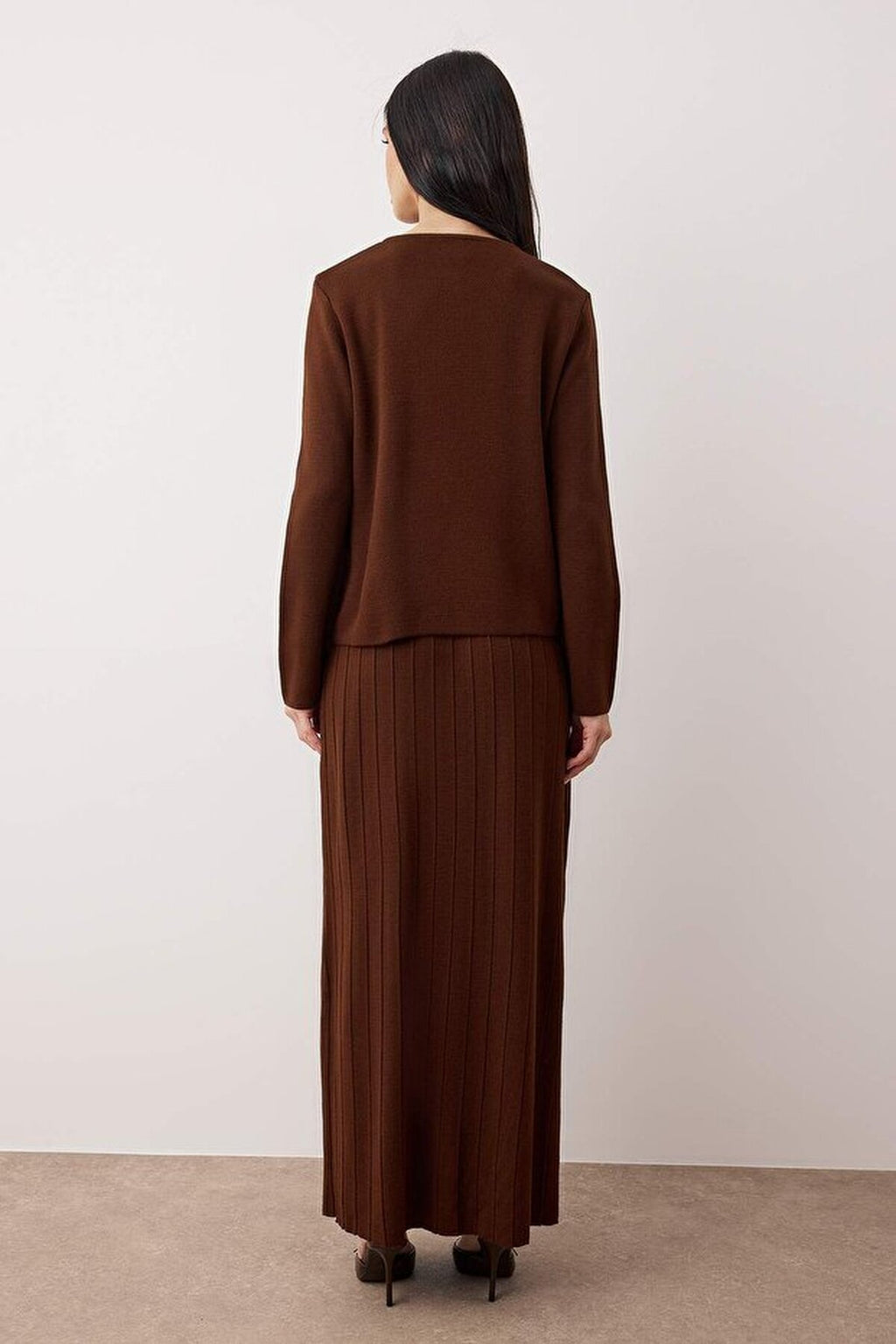 2-Piece Buttoned Skirt and Knit Top and Bottom Set