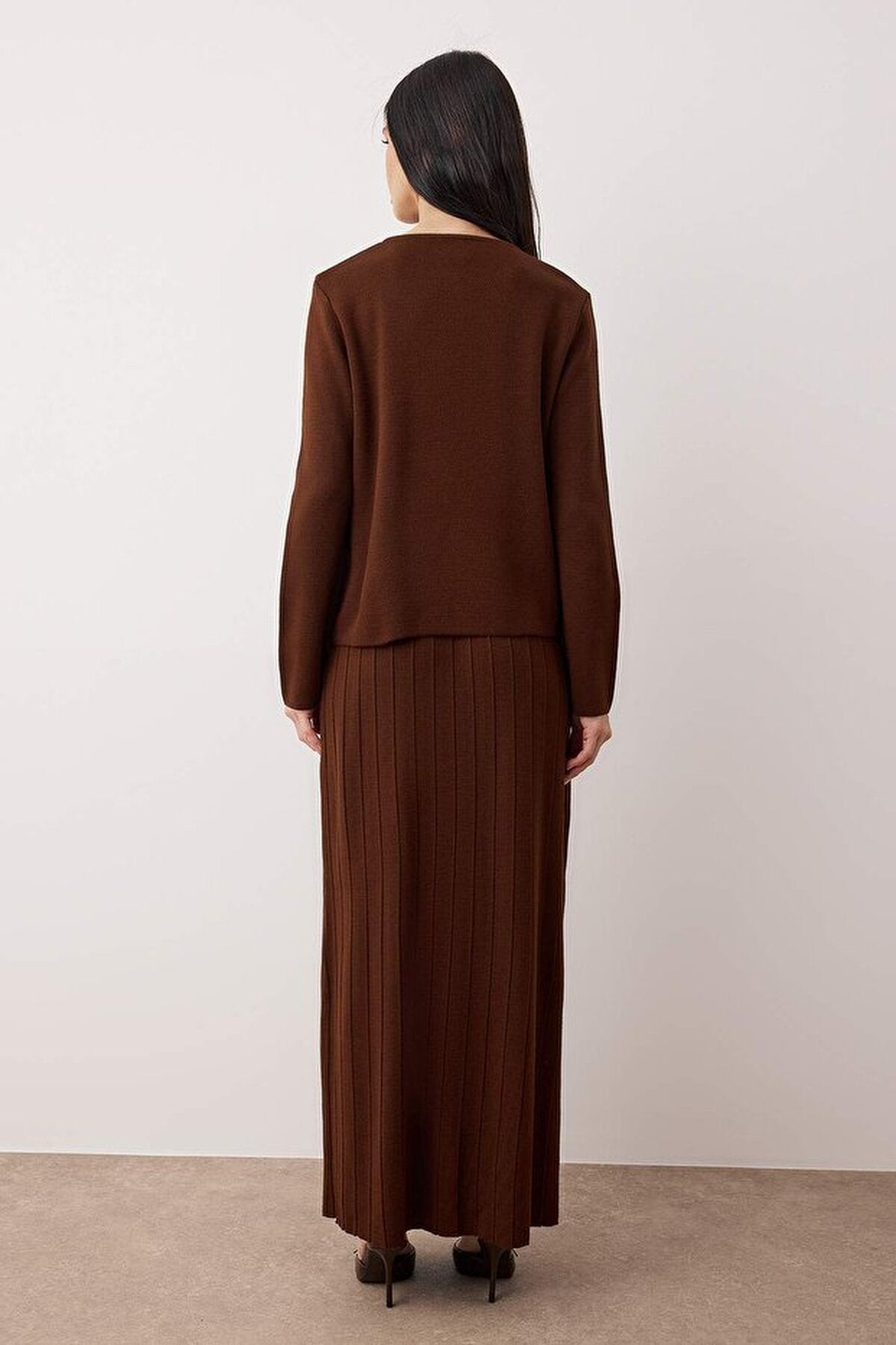 2-Piece Buttoned Skirt and Knit Top and Bottom Set
