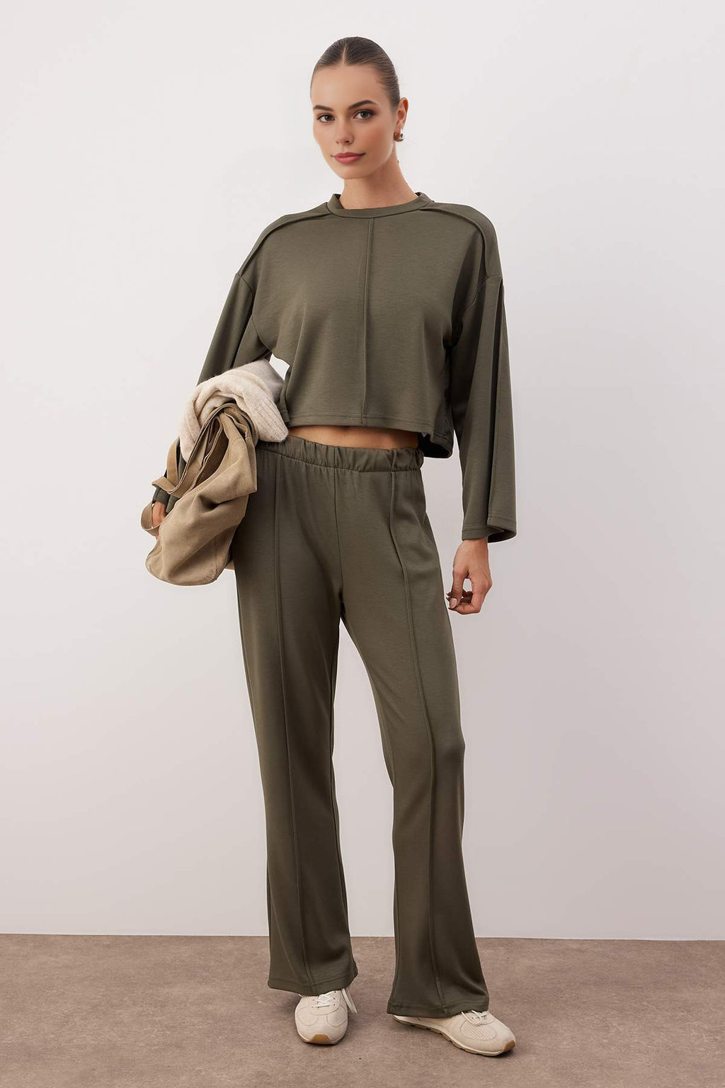 2-Piece Flare Leg Knitted Top and Bottom Set