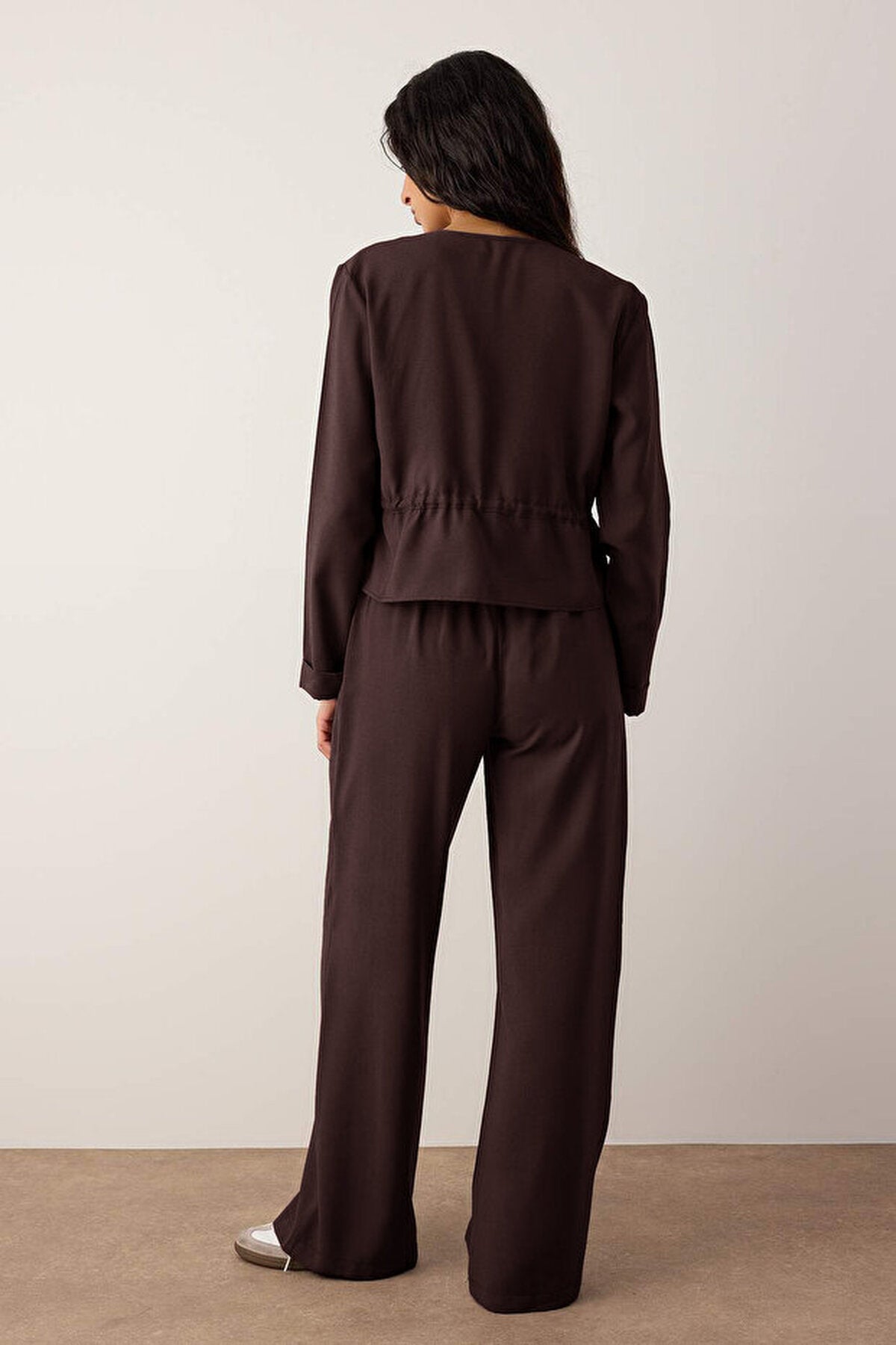 2-Piece Soft Textured Blouse and Trousers Woven Top and Bottom Set