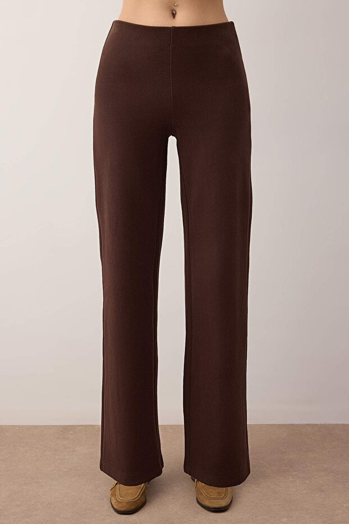 2-Piece Buttoned Knitted Palazzo Bottom - Peplum Top Set