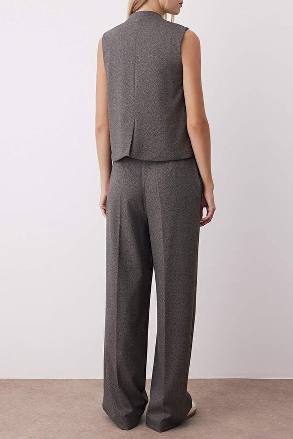 2-Piece Speckled Woven Vest and Trousers Set
