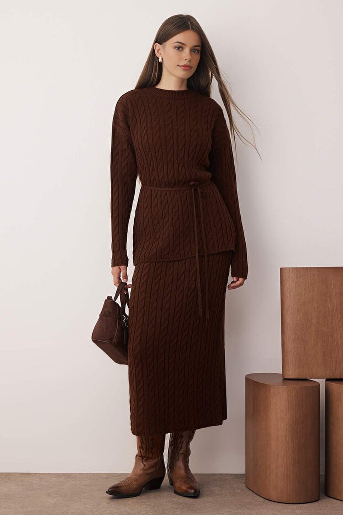 2-Piece Sweater-Skirt Knitwear Top and Bottom Set