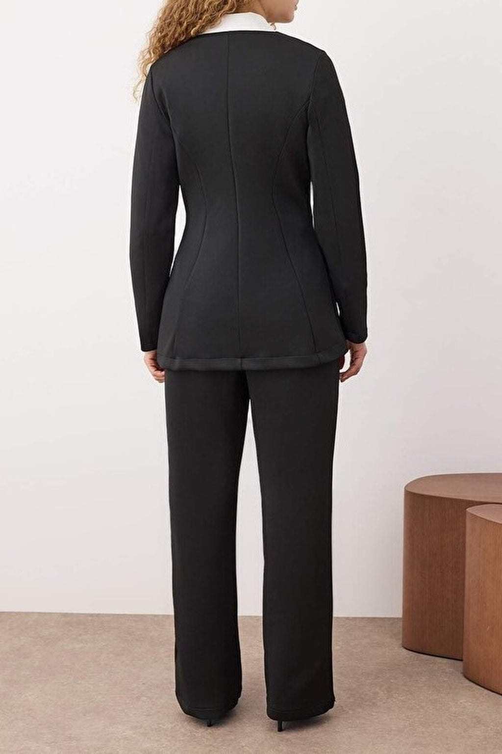2-Piece Scuba Fabric Knitted Top and Bottom Set with Button and Belt Details
