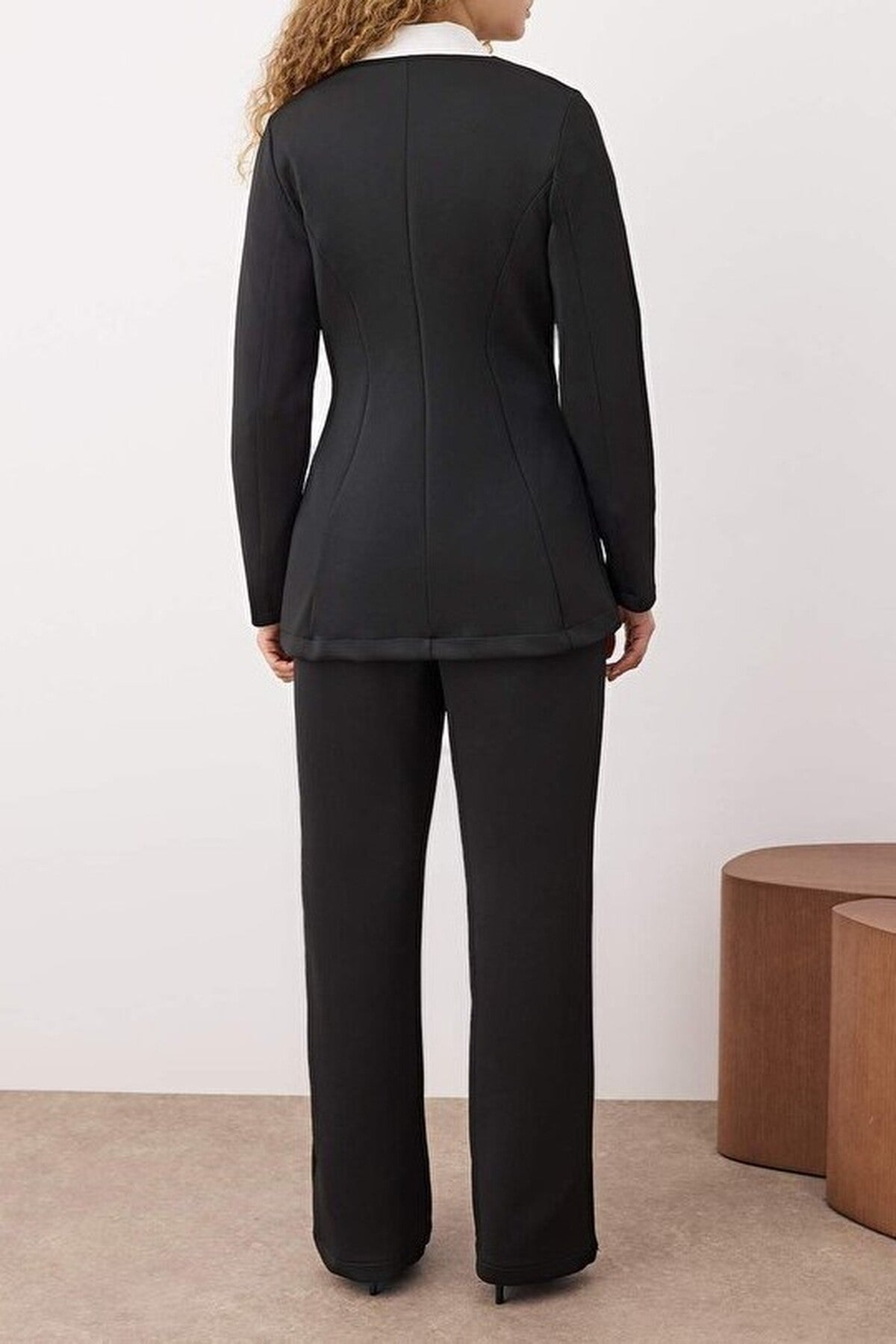 2-Piece Scuba Fabric Knitted Top and Bottom Set with Button and Belt Details