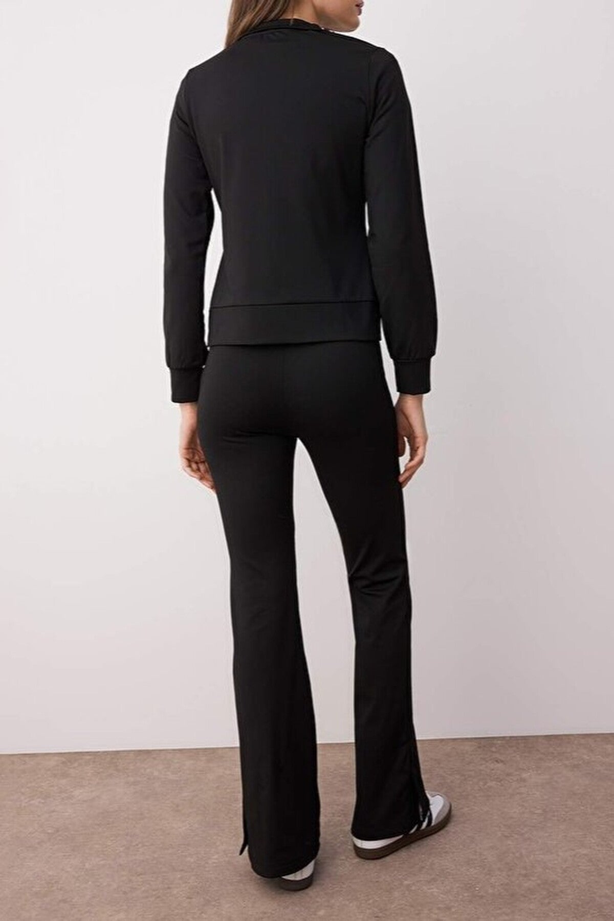 2-Piece Raglan Sleeve Relaxed Top & Flare Bottom Stretch Knit Top - Set