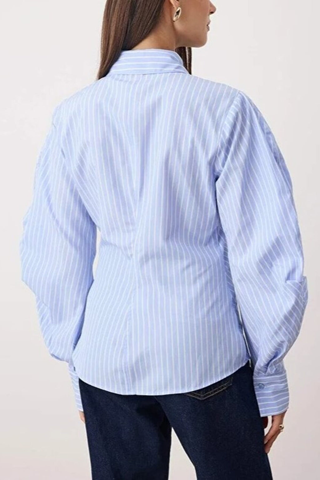 Asymmetrical Shirt with Balloon Sleeve Detail