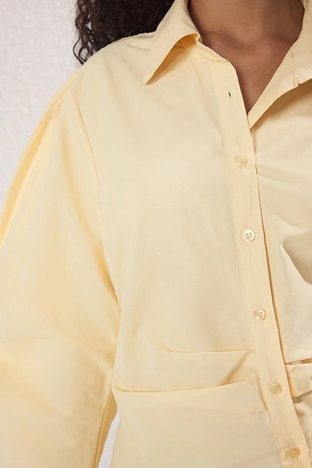 Asymmetrical Shirt with Balloon Sleeve Detail