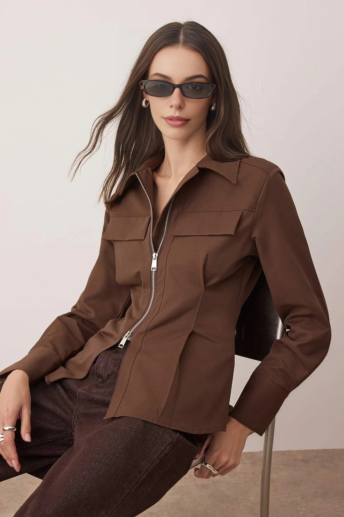 Zipper Detailed Shirt