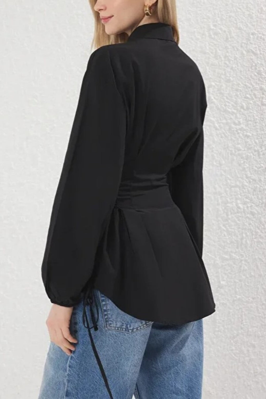 Woven Shirt with Waist Tie Detail