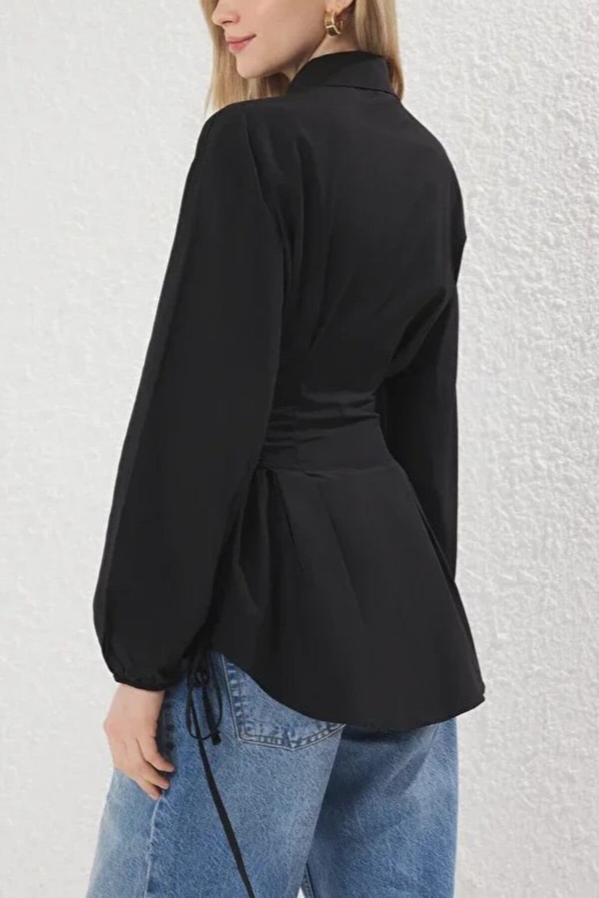 Woven Shirt with Waist Tie Detail