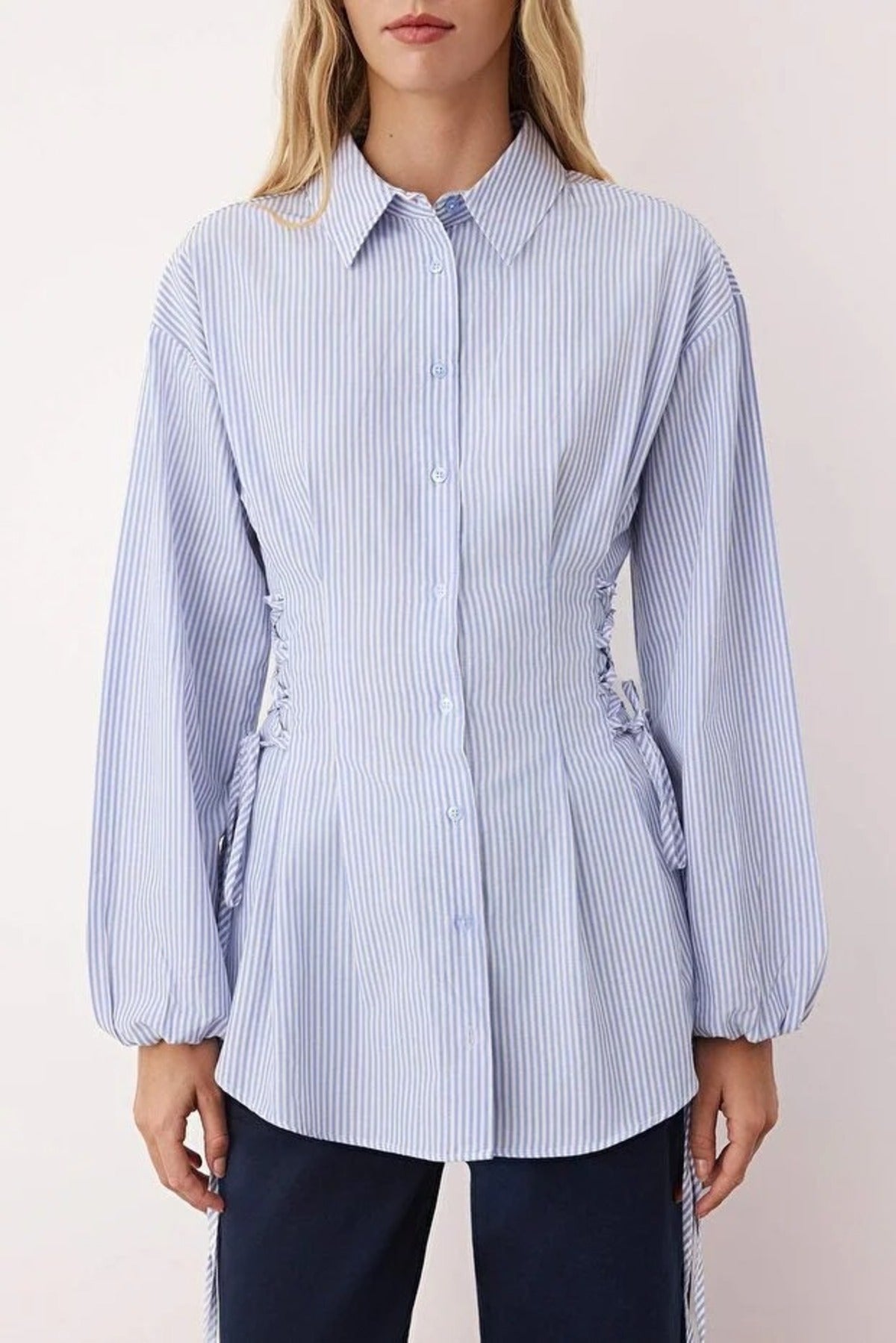 Woven Shirt with Waist Tie Detail