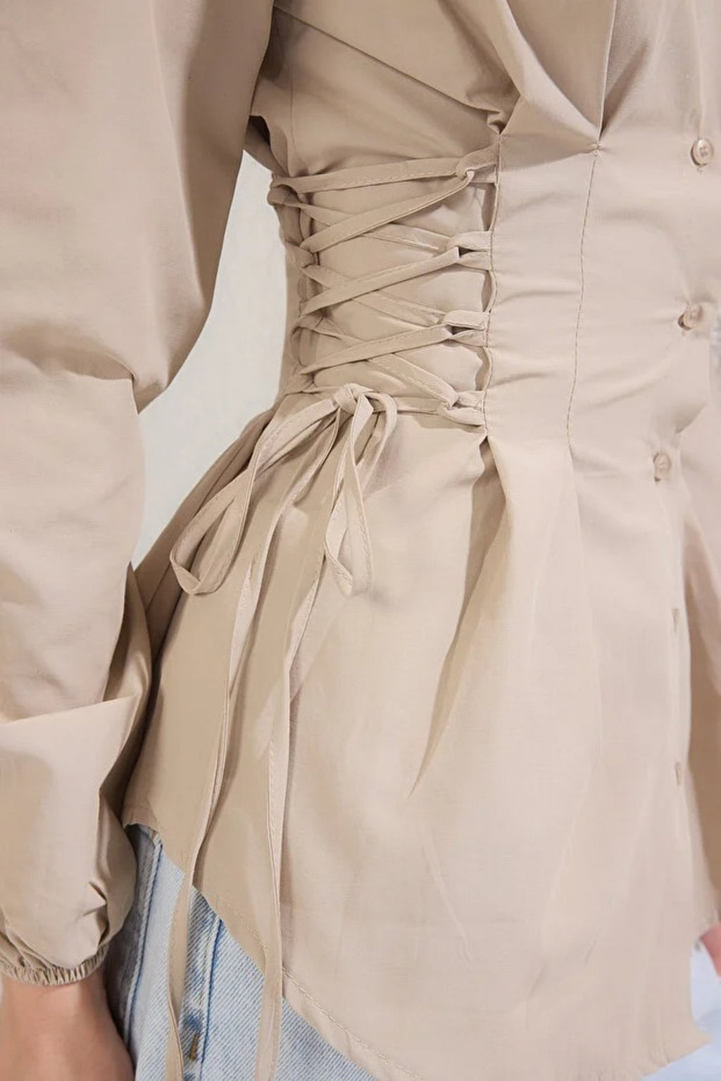 Woven Shirt with Waist Tie Detail