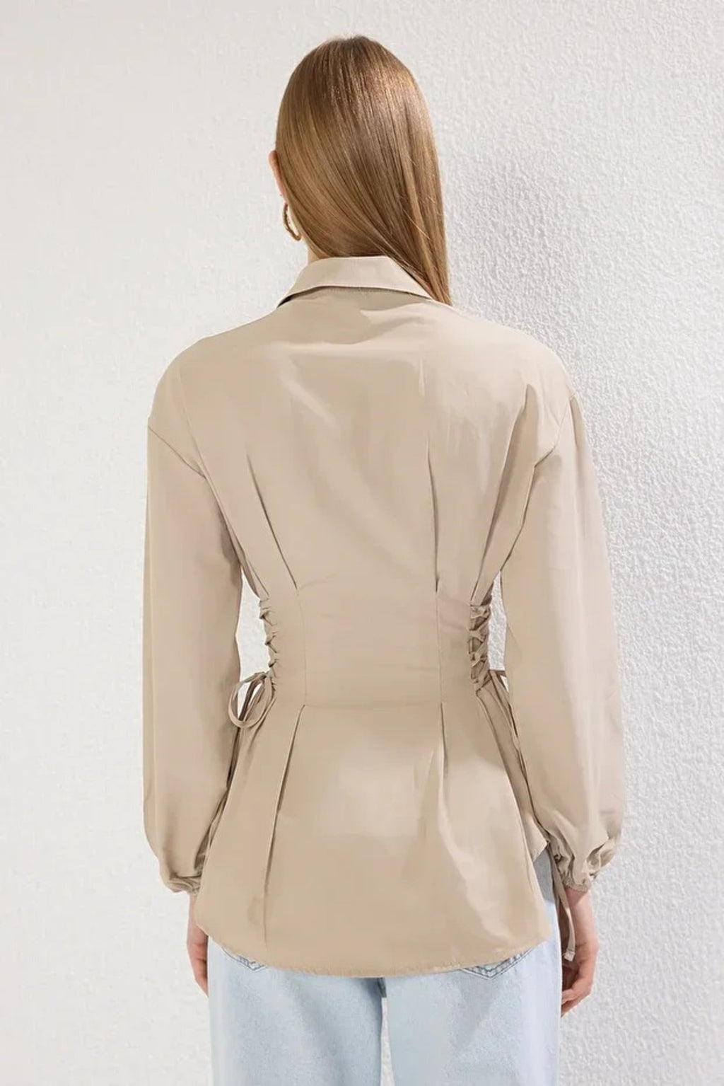 Woven Shirt with Waist Tie Detail