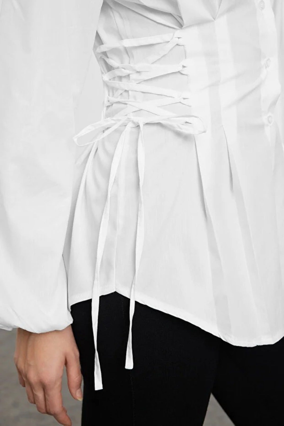 Woven Shirt with Waist Tie Detail