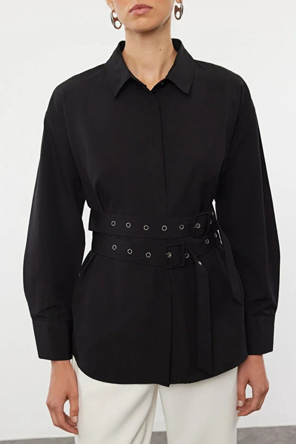 Woven Shirt with Belt Detail