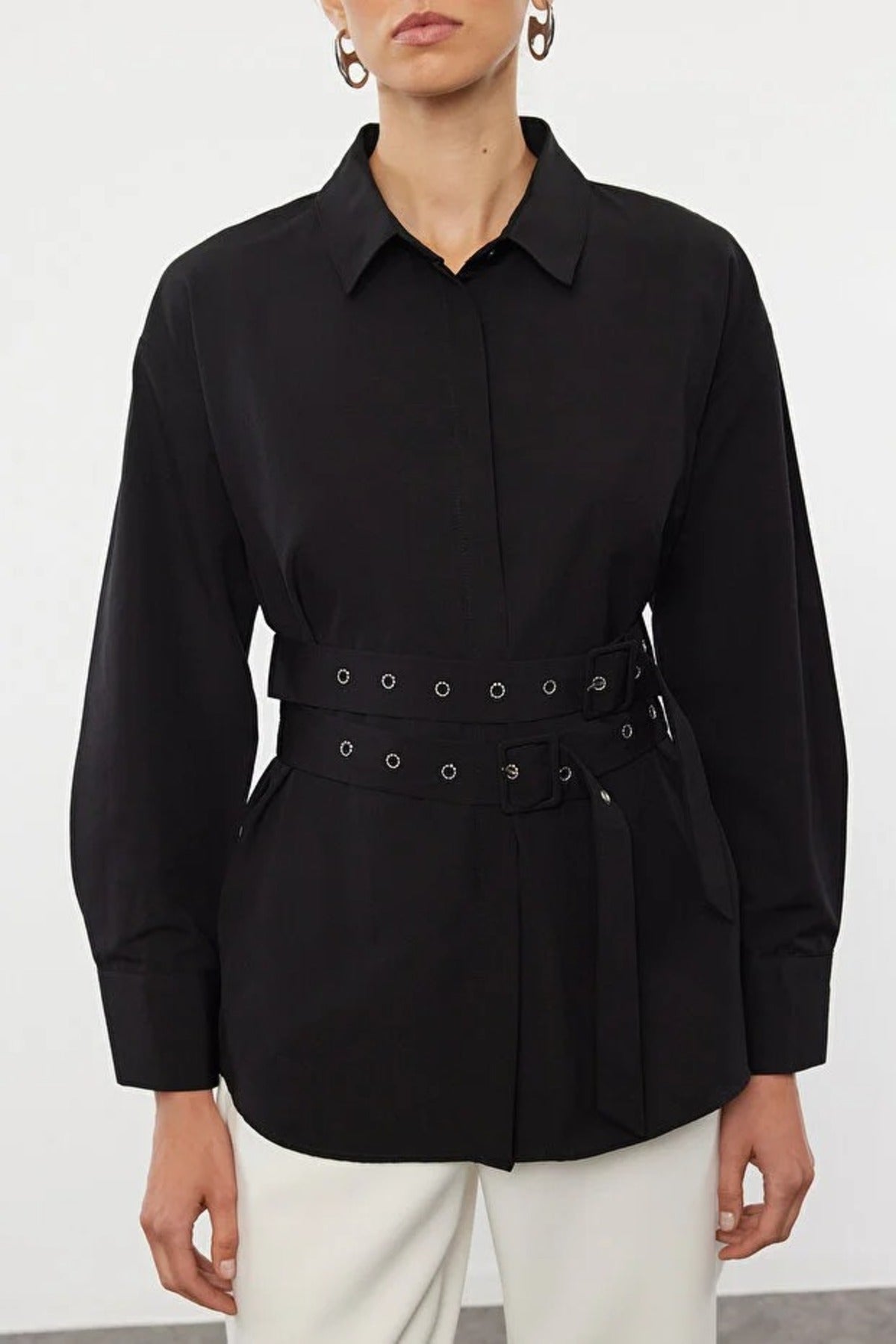 Woven Shirt with Belt Detail