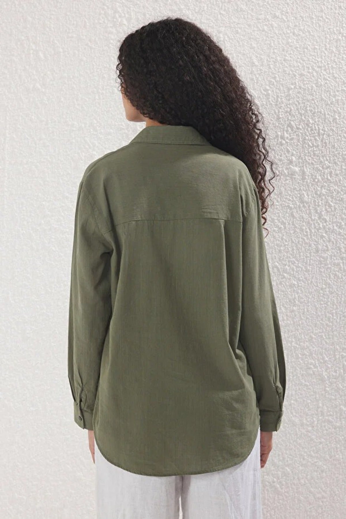 Linen Look Oversized Woven Shirt