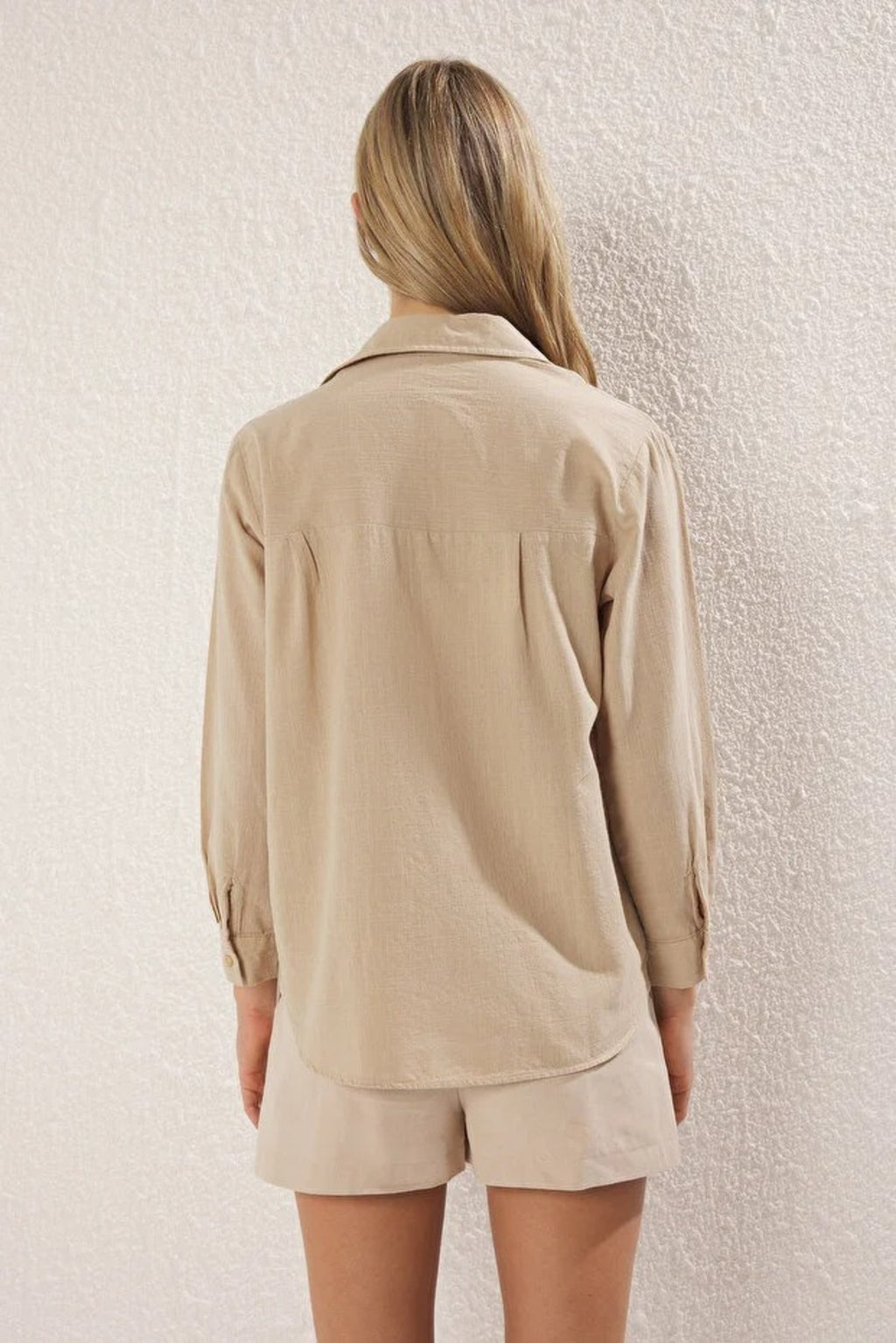 Linen Look Oversized Woven Shirt