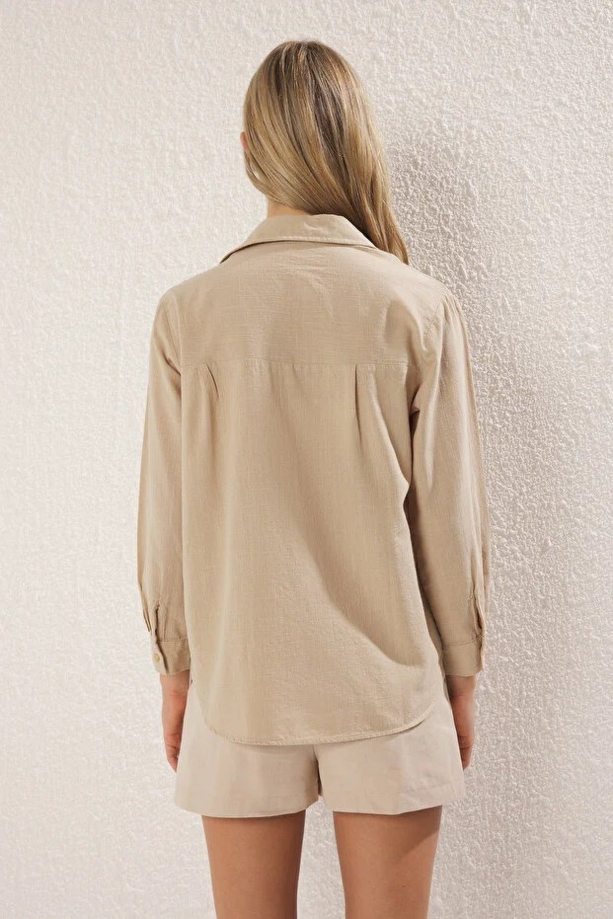 Linen Look Oversized Woven Shirt