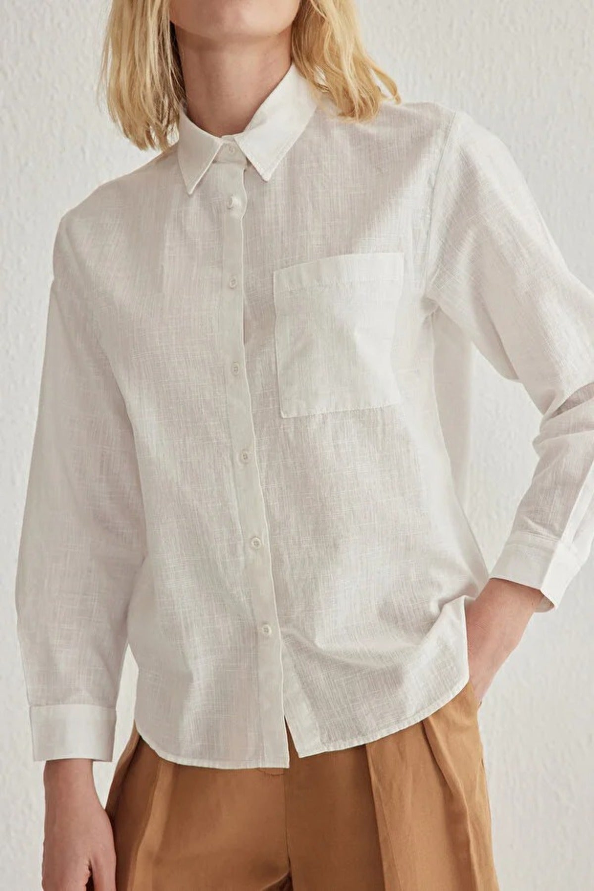 Linen Look Oversized Woven Shirt
