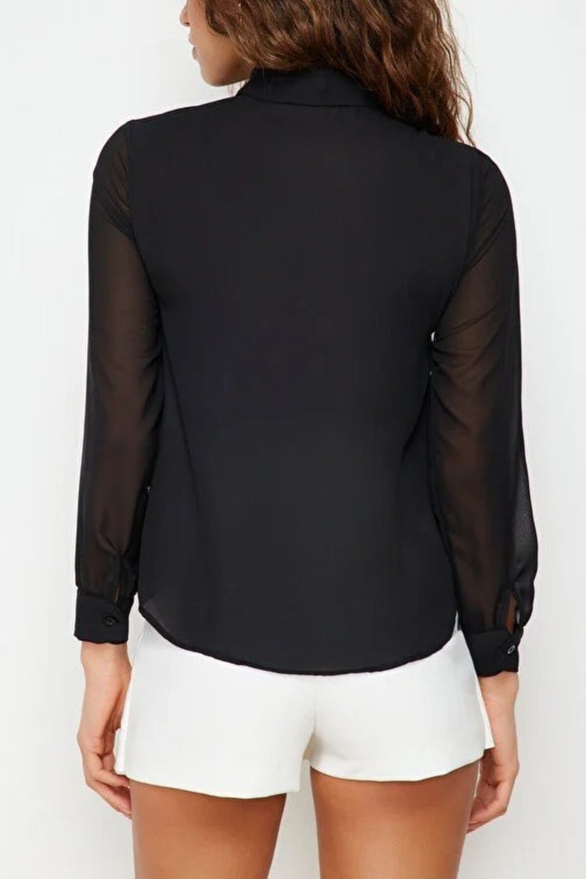 Woven Shirt with Transparent Sleeves