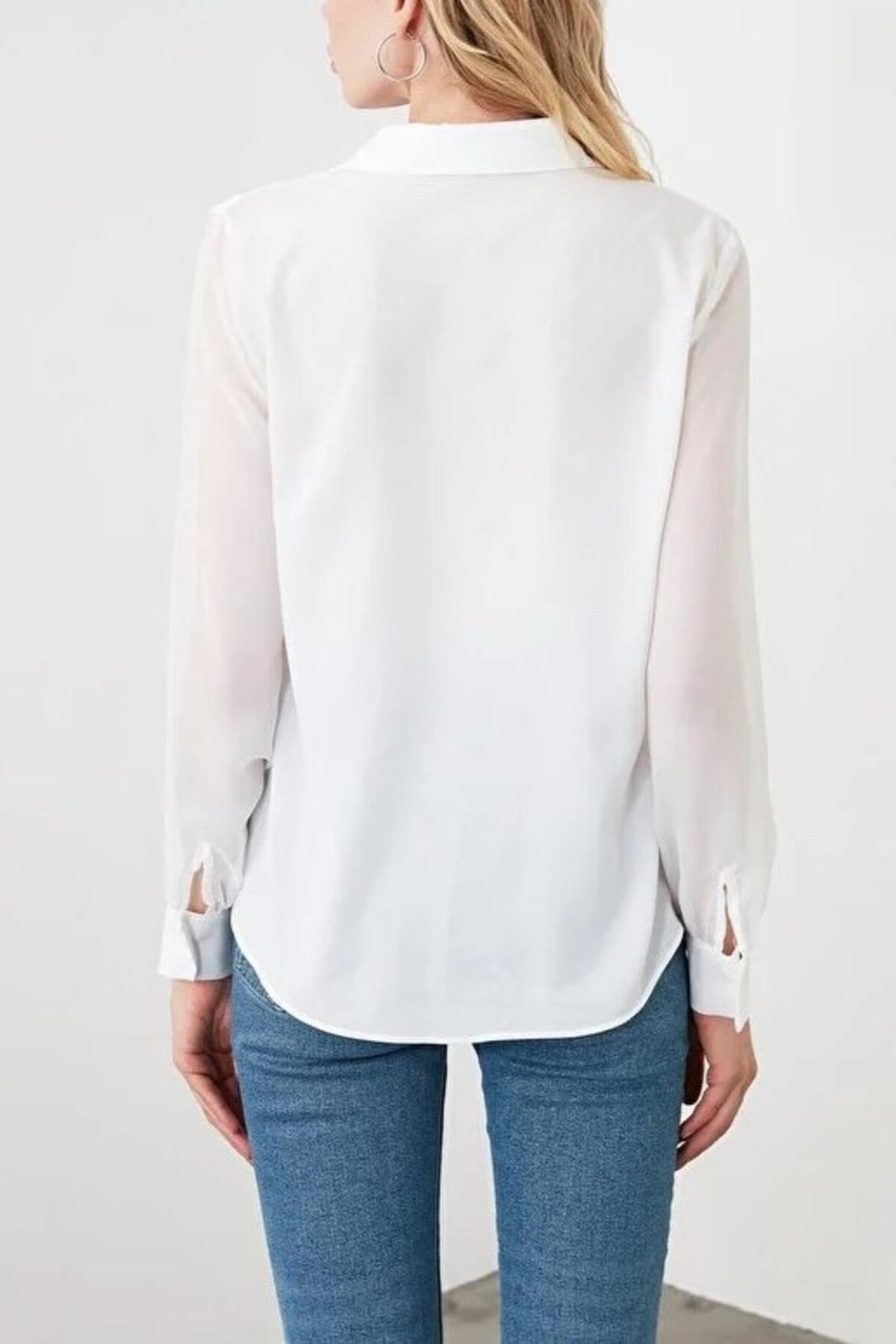 Woven Shirt with Transparent Sleeves