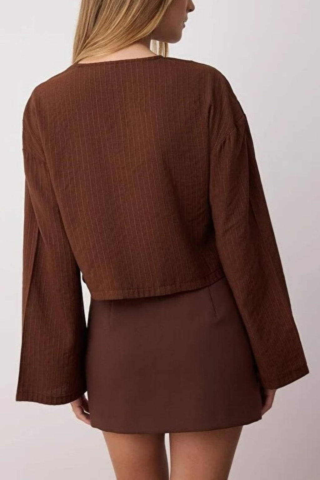 Striped Woven Shirt with Tie Detail