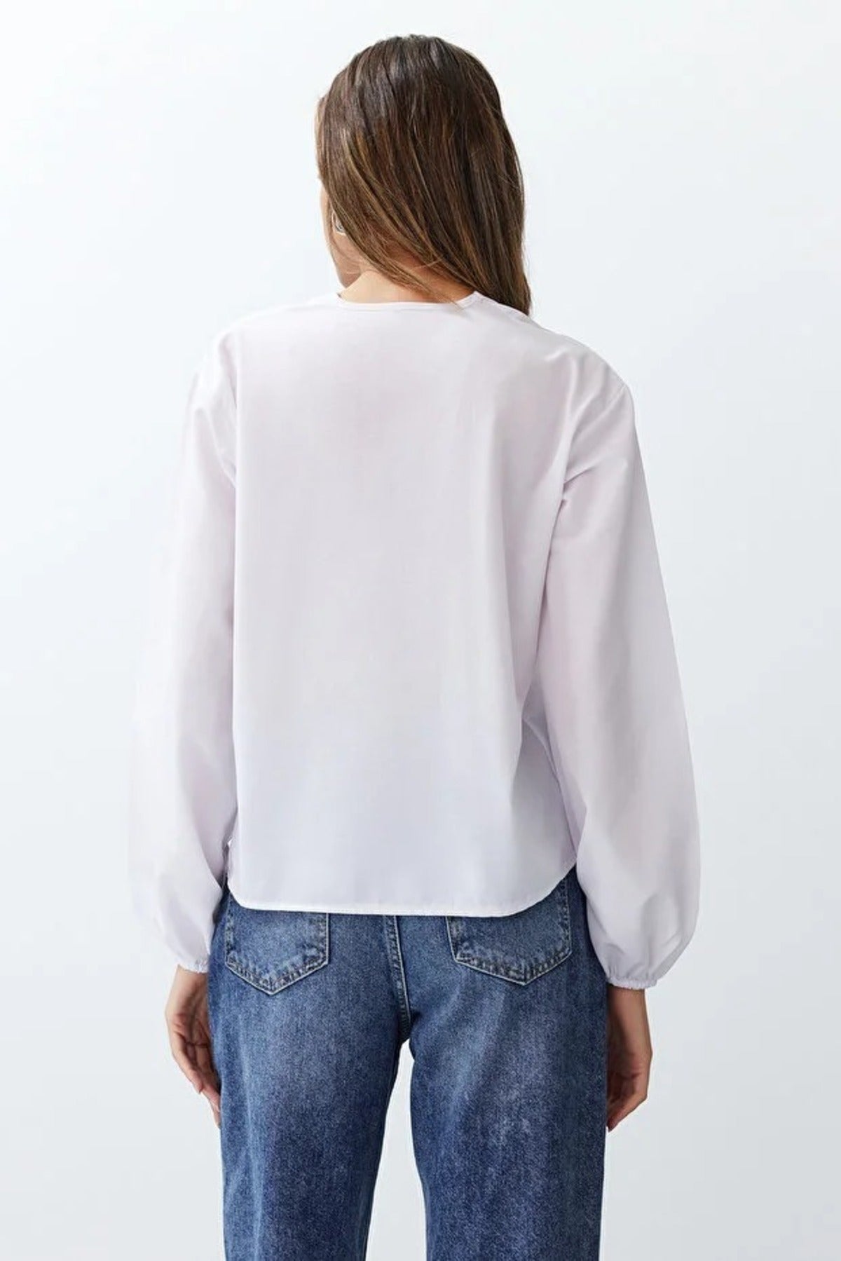 Woven Shirt with Front Tie Detail