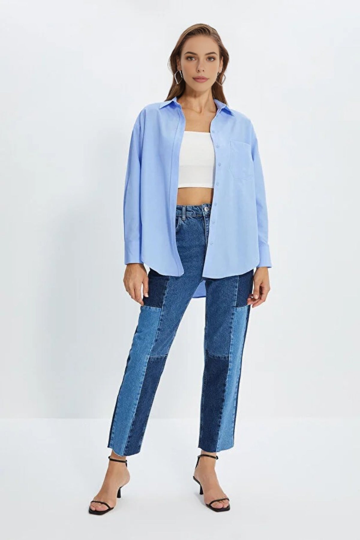 Single Pocket Boyfriend Cotton Woven Shirt