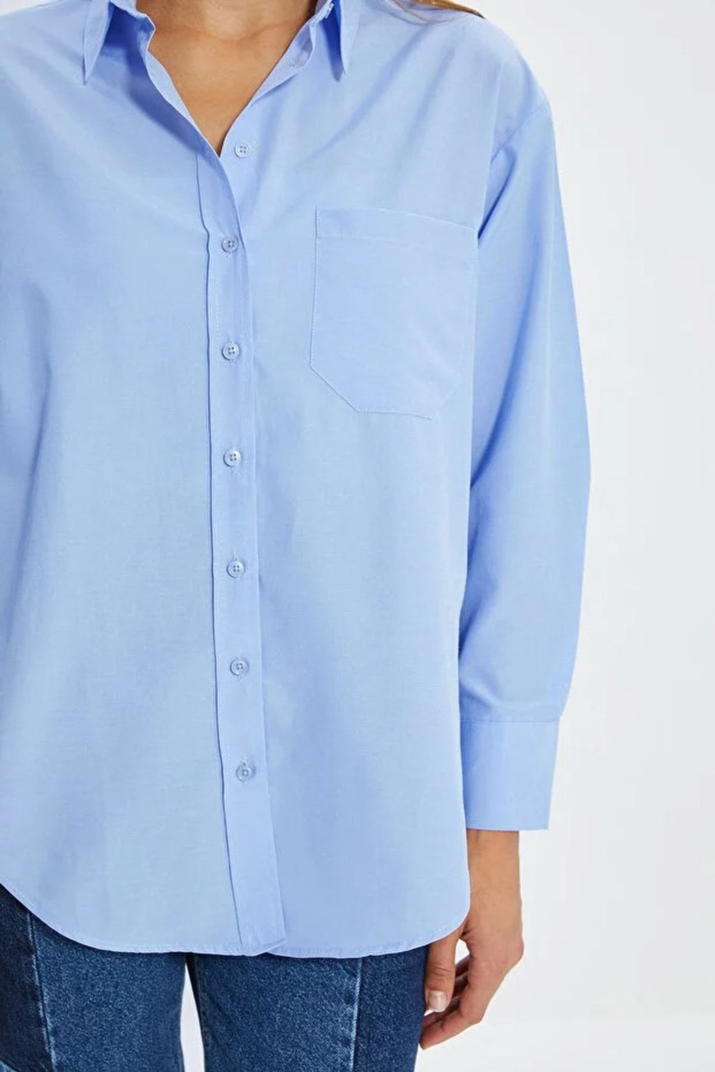 Single Pocket Boyfriend Cotton Woven Shirt
