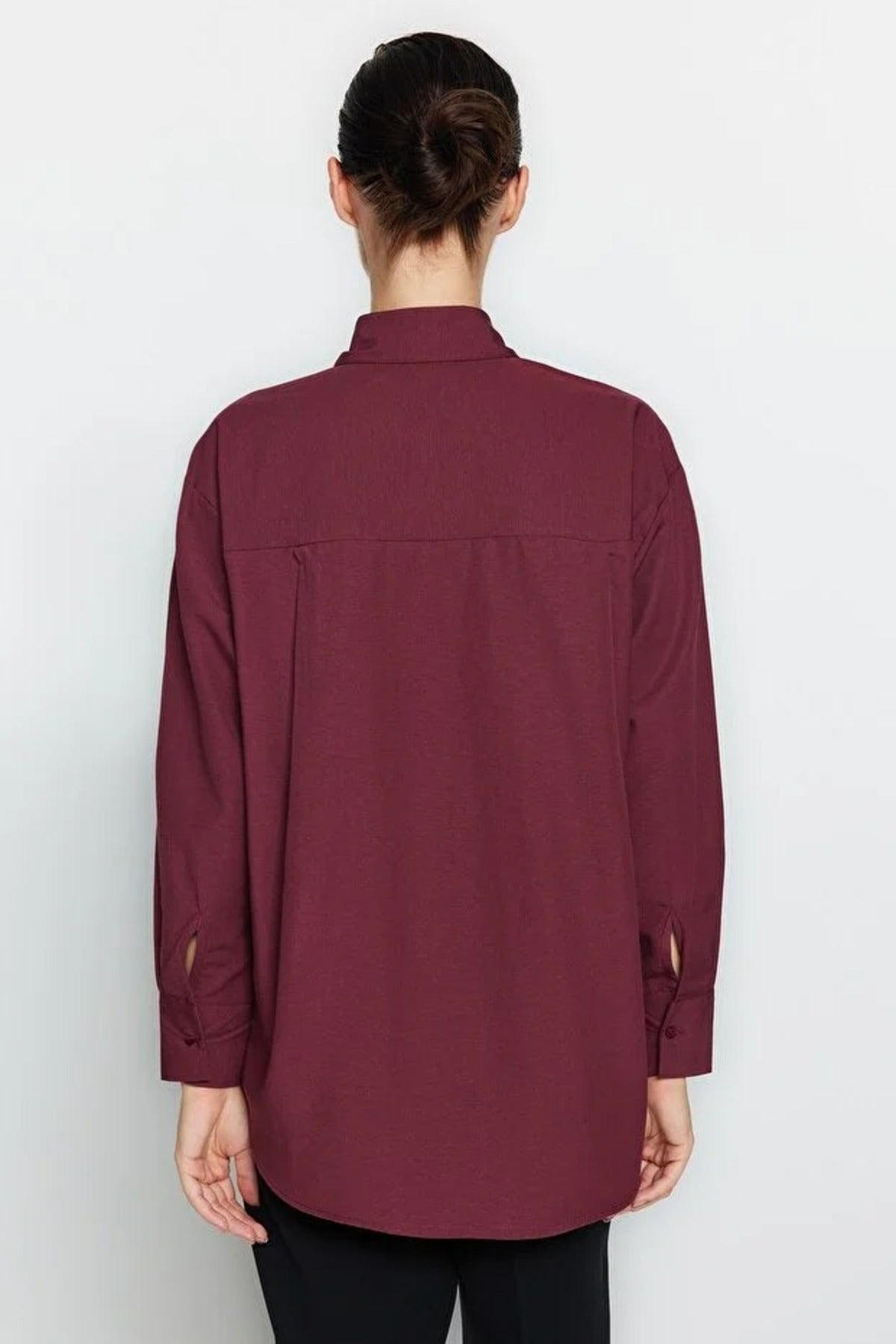 Single Pocket Boyfriend Cotton Woven Shirt