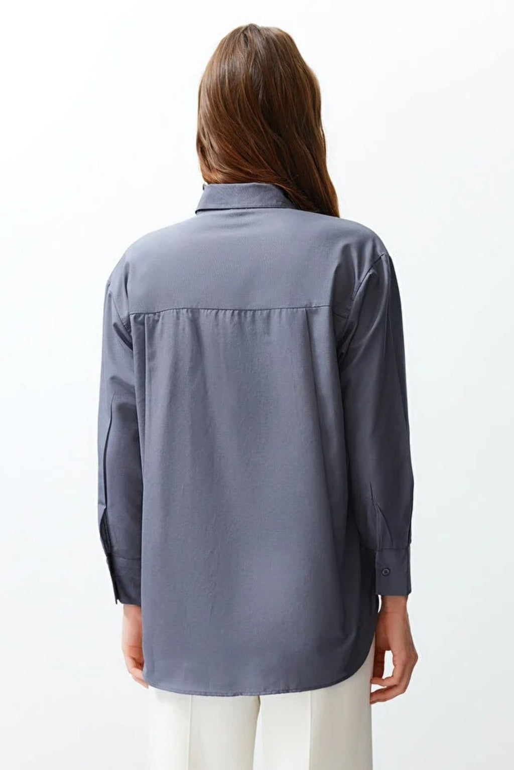 Single Pocket Boyfriend Cotton Woven Shirt