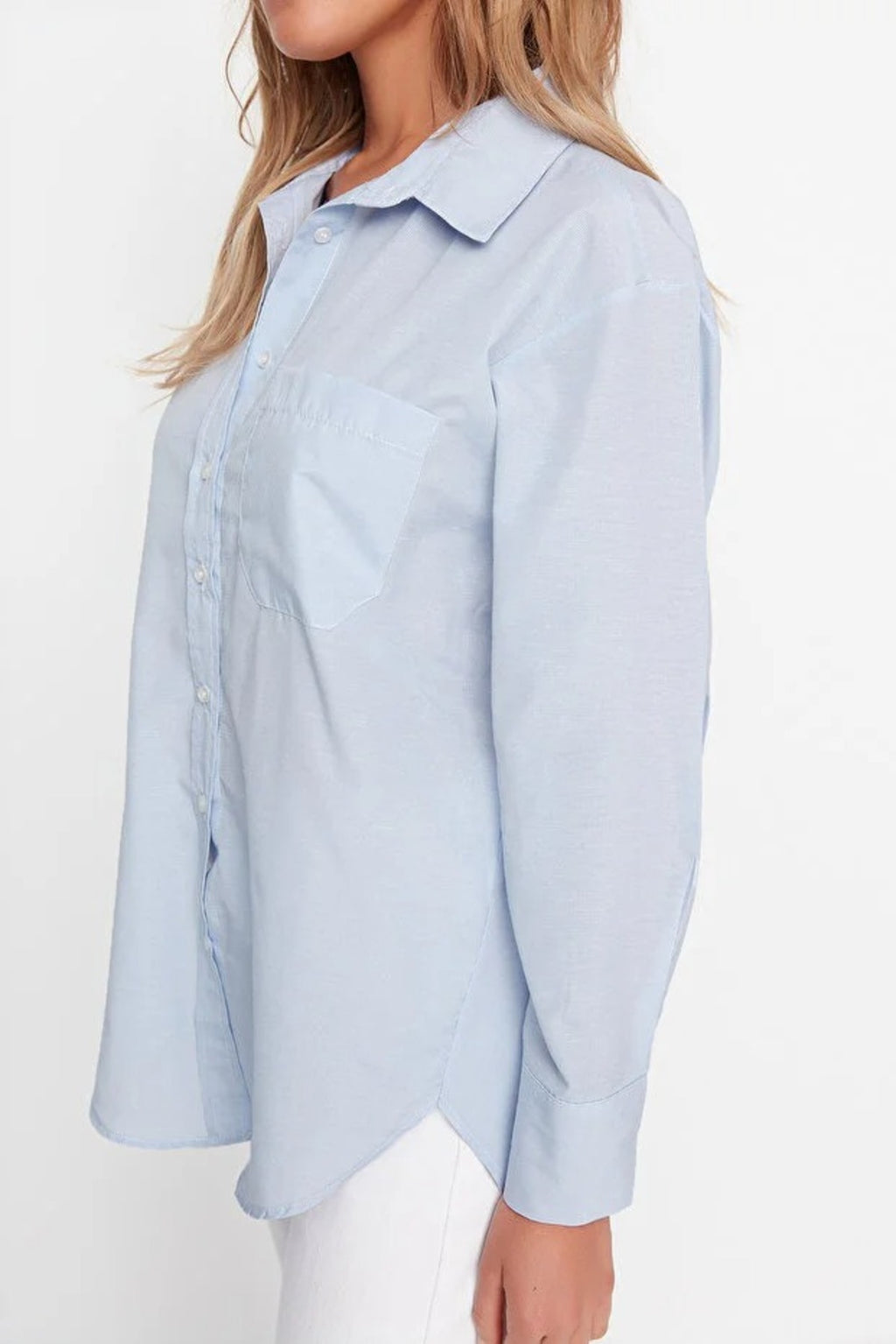 Single Pocket Boyfriend Cotton Woven Shirt