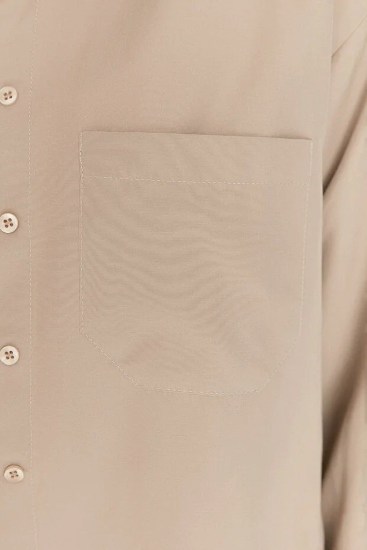 Single Pocket Boyfriend Cotton Woven Shirt