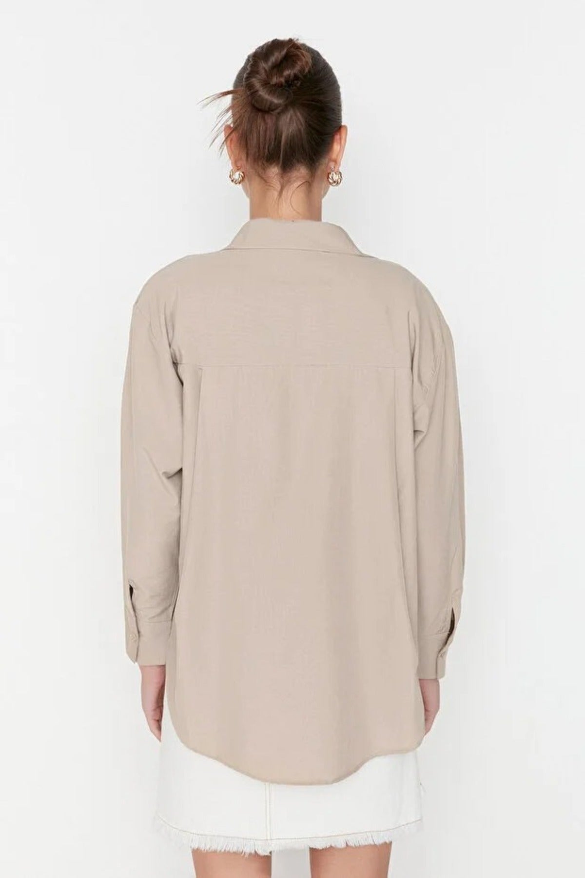 Single Pocket Boyfriend Cotton Woven Shirt